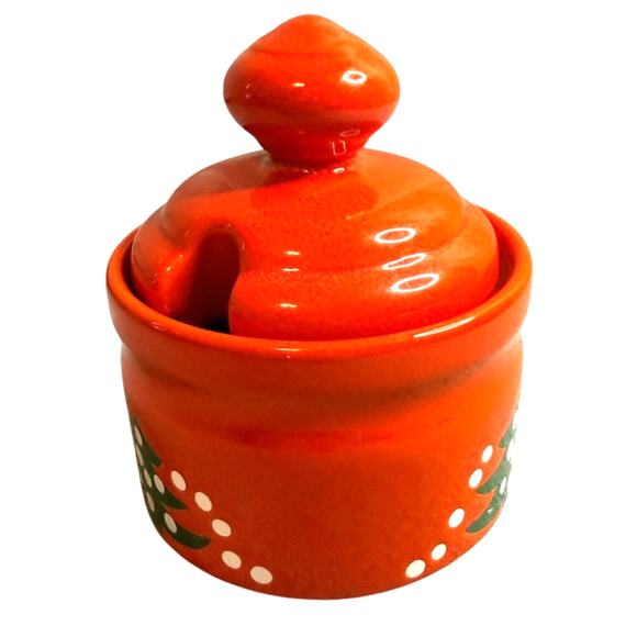 Vintage Waechtersbach Red Christmas Tree Lidded Sugar Bowl Made in W Germany - Picture 3 of 8